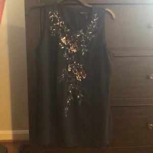 Navy blouse with metallic sequins